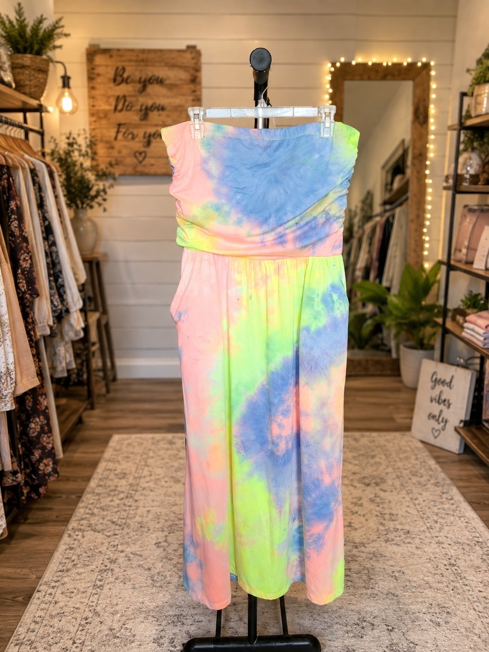 J for Justify 1X Tie-Dye Strapless  Dress with Pockets